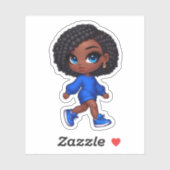 Schattig zwart meisje in korte vlechten sticker (Vel)