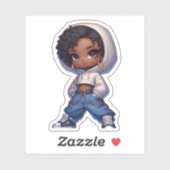 schattig zwart meisje sticker (Vel)