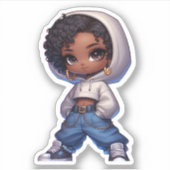 schattig zwart meisje sticker (Voorkant)
