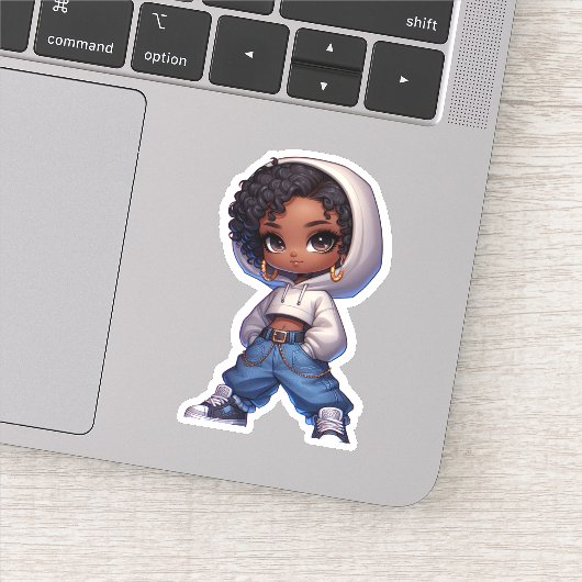 schattig zwart meisje sticker (Detail)