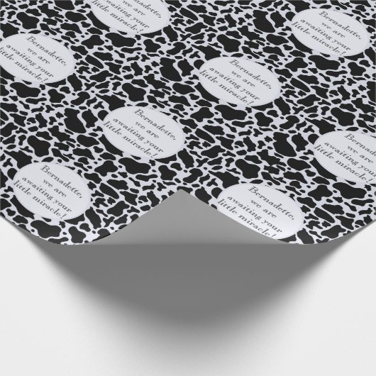 Schattig Zwart op Blauw Koeienhuid Print Boerderij Cadeaupapier (Hoek)