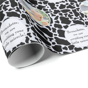 Schattig zwart op blauw Koeienhuid Print Photo Sen Cadeaupapier
