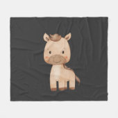 Schattig zwart paard fleece deken (Voorkant (Horizontaal))