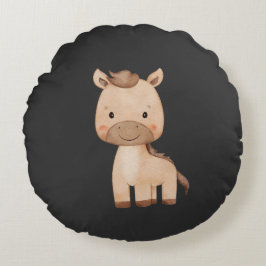 Schattig zwart paard rond kussen