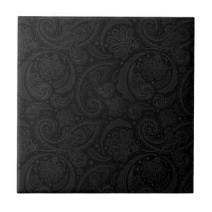 Schattig zwart paisleymotief tegeltje