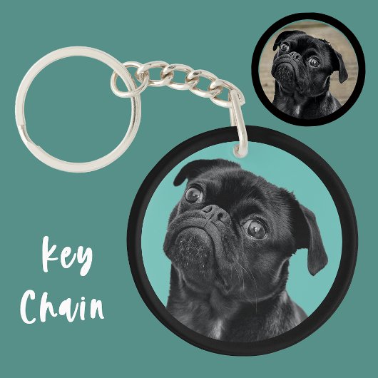 Schattig zwart Pug-gezicht charme | Unieke op maat Sleutelhanger