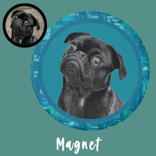 Schattig zwart Pug gezichtshanger Unieke op maat Magneet