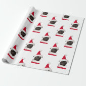 Schattig Zwart Pug in Santa Hat Kerstmis Cadeaupapier (Uitgerold)