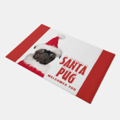 Schattig Zwart Pug in Santa Hat Kerstmis Deurmat (Schuin)