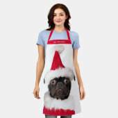 Schattig Zwart Pug in Santa Hat Kerstmis Schort (Gedragen)