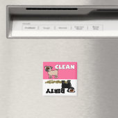 Schattig zwart pug schoon / vies vaatwasser magnee magneet (Insitu (Vaatwasser))