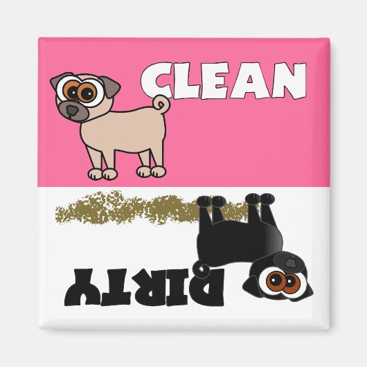 Schattig zwart pug schoon / vies vaatwasser magnee magneet (Voorkant)
