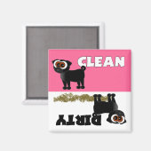 Schattig zwart pug schoon / vies vaatwasser magnee magneet (Voorkant / Achterkant)