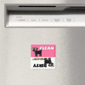Schattig zwart pug schoon / vies vaatwasser magnee magneet (Insitu (Vaatwasser))