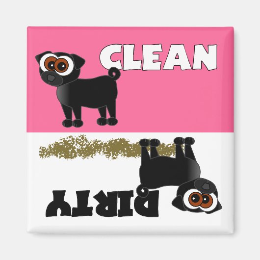 Schattig zwart pug schoon / vies vaatwasser magnee magneet (Voorkant)