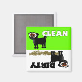 Schattig zwart pug schoon / vies vaatwasser magnee magneet (Voorkant / Achterkant)