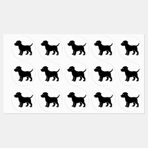 Schattig zwart puppy silhouet vinyl labels