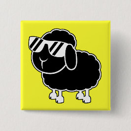 Schattig zwart schaap cartoon vierkante button 5,1 cm