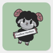 Schattig zwart schaap Godless Heathen Vierkante Sticker (Voorkant)