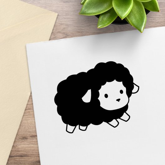 Schattig zwart schaap rubberstempel