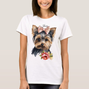 SCHATTIG ZWART & TAN YORKSHIRE TERRIER DOG T-SHIRT