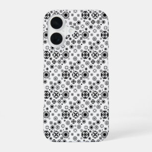 Schattig zwart wit arabesk decoratief patroon iPhone 16 hoesje