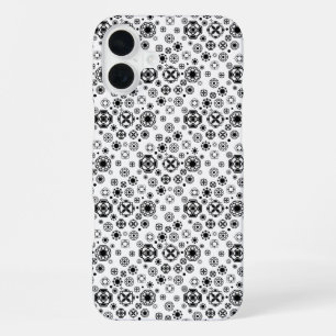 Schattig zwart wit arabesk decoratief patroon iPhone 16 plus hoesje