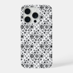 Schattig zwart wit arabesk decoratief patroon iPhone 15 pro case