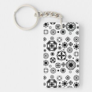 Schattig zwart wit arabesk decoratief patroon sleutelhanger