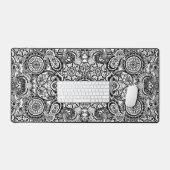 Schattig zwart wit bloemmotief paisley bureaumat (Keyboard & Muis)