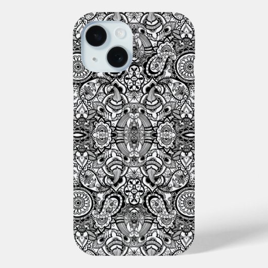 Schattig zwart wit bloemmotief paisley Case-Mate iPhone case (Achterkant)