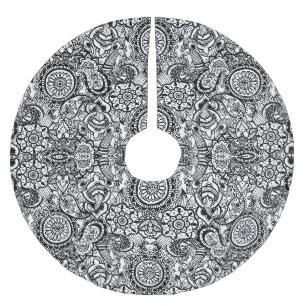 Schattig zwart wit bloemmotief paisley kerstboom rok