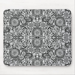 Schattig zwart wit bloemmotief paisley muismat