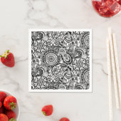 Schattig zwart wit bloemmotief paisley servetten (Insitu)