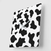 schattig zwart-wit boerderij melkkoe print vierkante klok (Hoek)