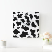schattig zwart-wit boerderij melkkoe print vierkante klok (Huis)