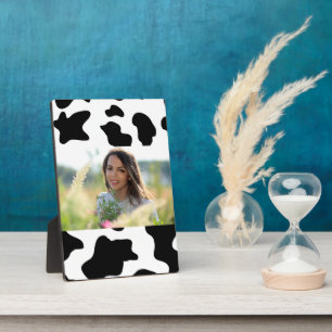 schattig zwart-wit boerderij zuivelkoe print fotoplaat