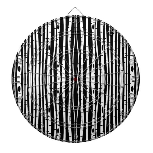 Schattig zwart-wit boompatroon dartbord (Voorkant)