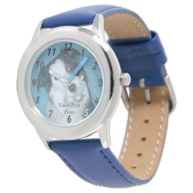 Schattig zwart-wit border collie horloge (Gekanteld)