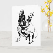 Schattig zwart/wit bulldog Wenskaart Kaart (Gele Bloem)