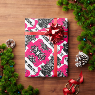 Schattig zwart wit decoratieve mode meisje cadeaupapier