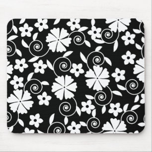 Schattig zwart wit draai bloemen patroon muismat