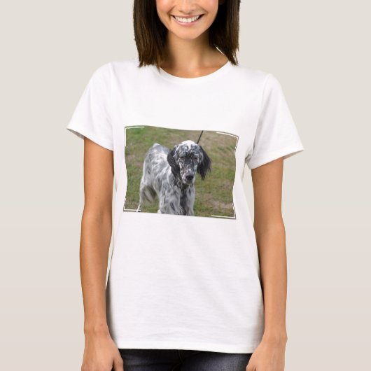Schattig zwart-wit Engelse setter T-shirt (Voorkant)