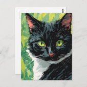Schattig zwart-wit kat briefkaart (Voorkant / Achterkant)