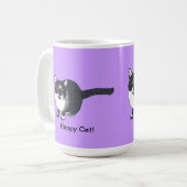 Schattig zwart wit kat in pointillisme Happy Mokke Koffiemok (Voorkant links)