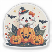 Schattig zwart-wit katje – Griezige sticker (Voorkant)