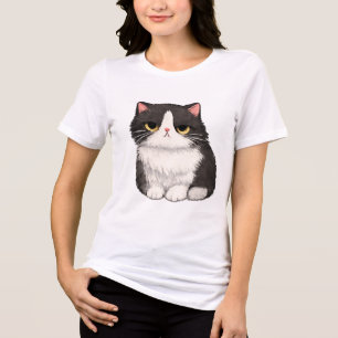 Schattig zwart-wit katje Tri-Blend shirt