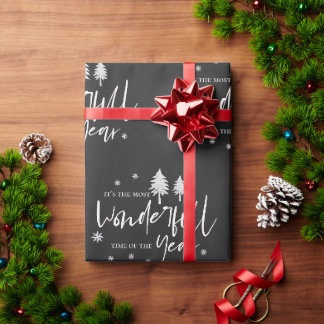 Schattig Zwart Wit Meest Wondere Tijd van het Jaar Cadeaupapier