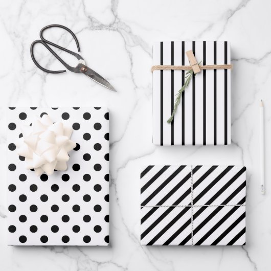 Schattig zwart-wit minimalistisch patroon inpakpapier vel (Voorkant)