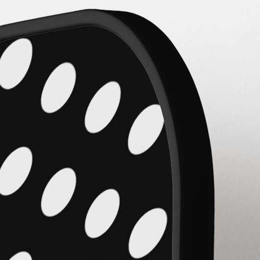 Schattig zwart wit polka dots roze monogram pickleball paddle (Links Detail)